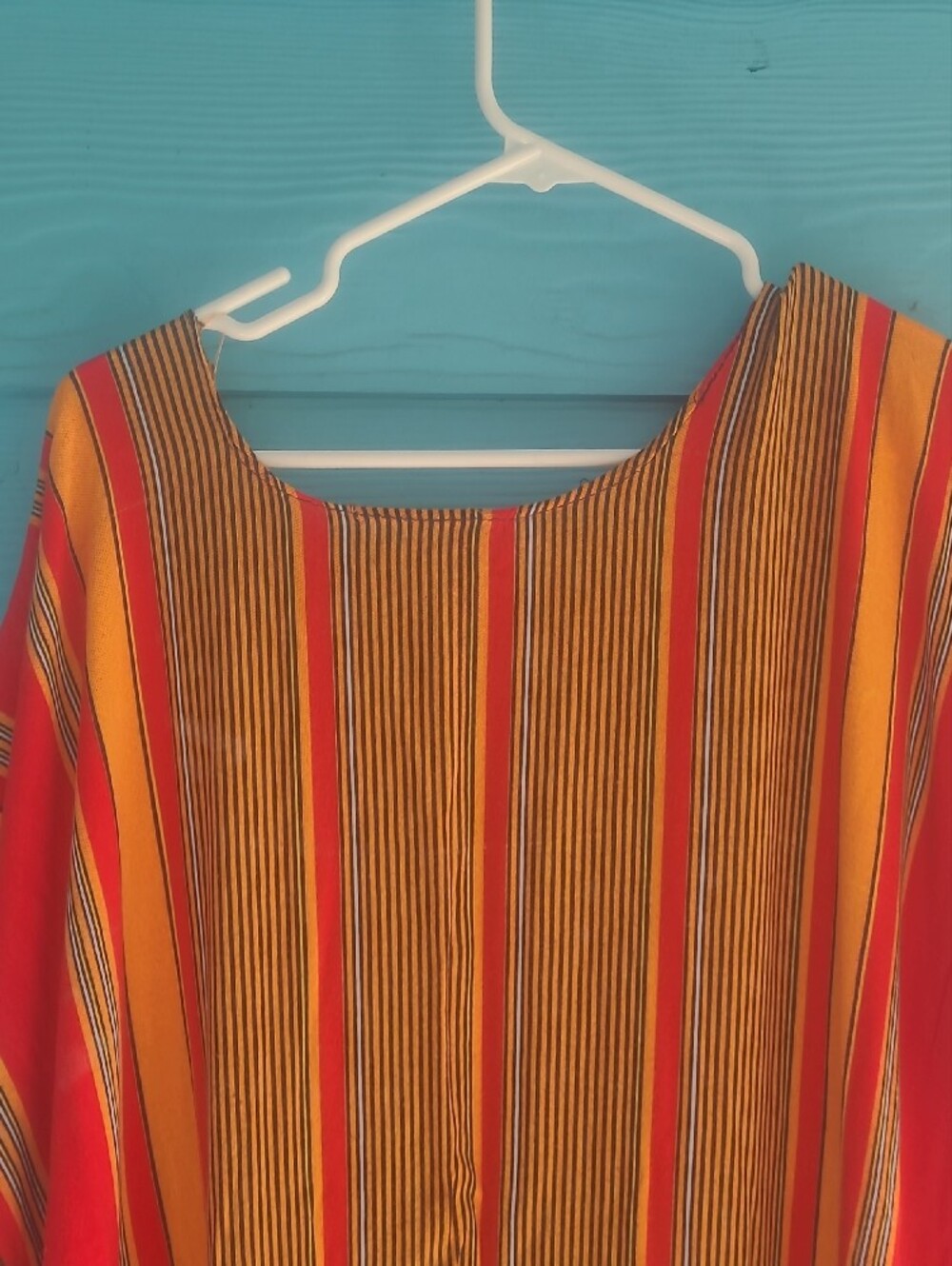 Striped Red and Orange Women’s Caftan Dress - Picture 5 of 8